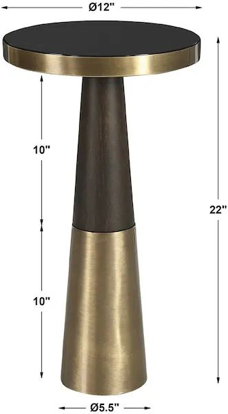 an image of a table with measurements for the top and bottom portion, including height