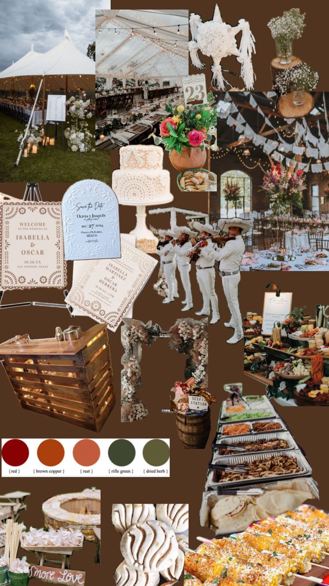 a collage of pictures with food and decorations on it, including cakes, cookies, pies, and other items