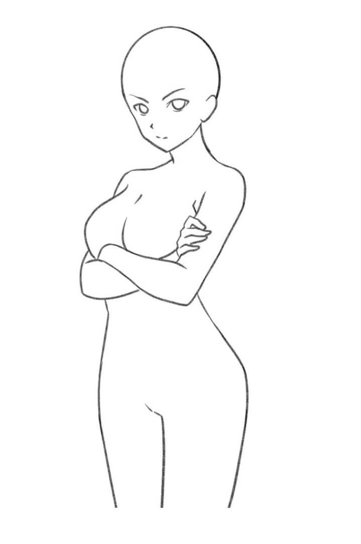 an outline drawing of a woman with her arms crossed