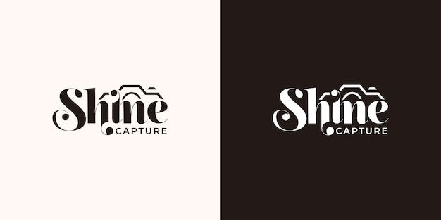 the logo for shine capture is shown in black and white