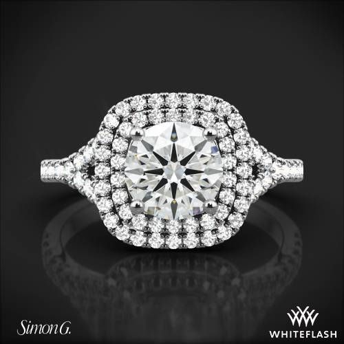 The Simon G. MR2459 Passion Diamond Engagement Ring is part of the Passion collection. It is embellished with 74 round brilliant melee (G/H VS, 0.46 ctw). and holds a 1.00ct center diamond. Please allow 5 weeks for completion. Select your diamond from our - Simon G. MR2459 Passion Diamond Engagement Ring 3 Luxury Cluster Ring With Center Stone, Luxury Gia Certified Round Cut Cluster Ring, Luxury Platinum Cluster Ring, Luxury Halo Diamond Ring, Luxury White Gold Halo Ring With Round Band, Luxury Halo Cluster Ring With Round Cut, Luxury Round Cut Cluster Ring, Luxury Gia Certified Round Halo Ring, Luxury White Gold Diamond Ring With Halo