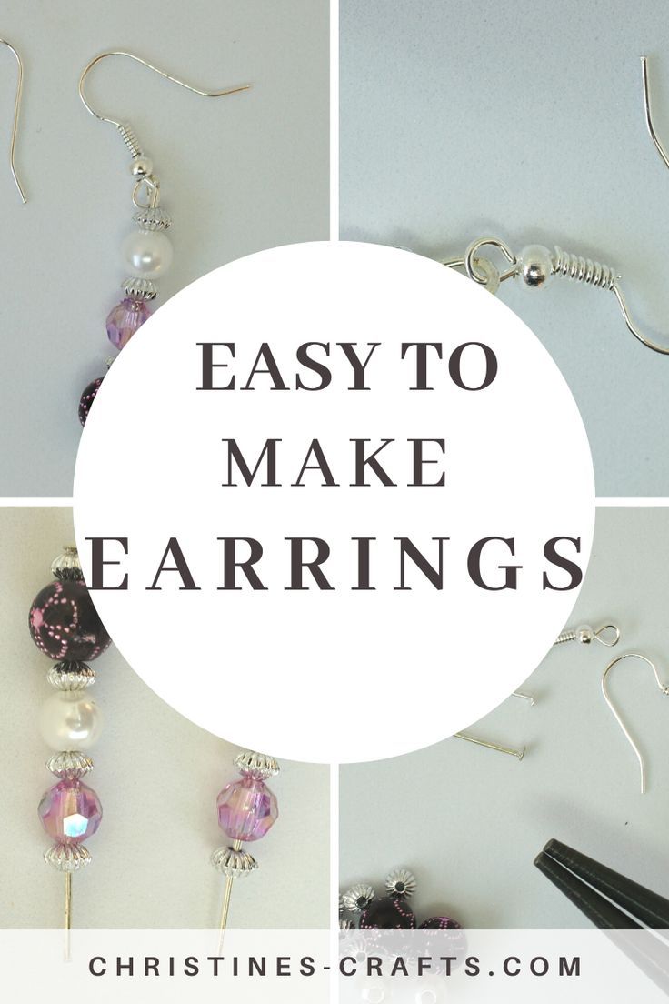 four different pictures with the words easy to make earring's in white and pink