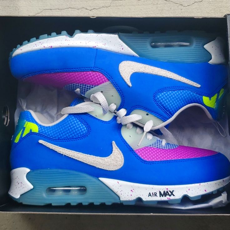 Air Max 90/Undftd Size 9.5 Blue Nike Air Max Lace-up Shoes, Nike Air Max Blue With Branded Insole, Blue Air Max Sneakers For Streetwear, Nike Air Max Blue Breathable Shoes, Sneaker Pimps, Blue Nike Air Max For Streetwear, Nike Fashion Shoes, Kicks Shoes, Nike Shoes Sneakers