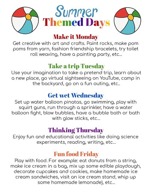 the summer themed days poster is shown with instructions to make it easier for kids to learn how