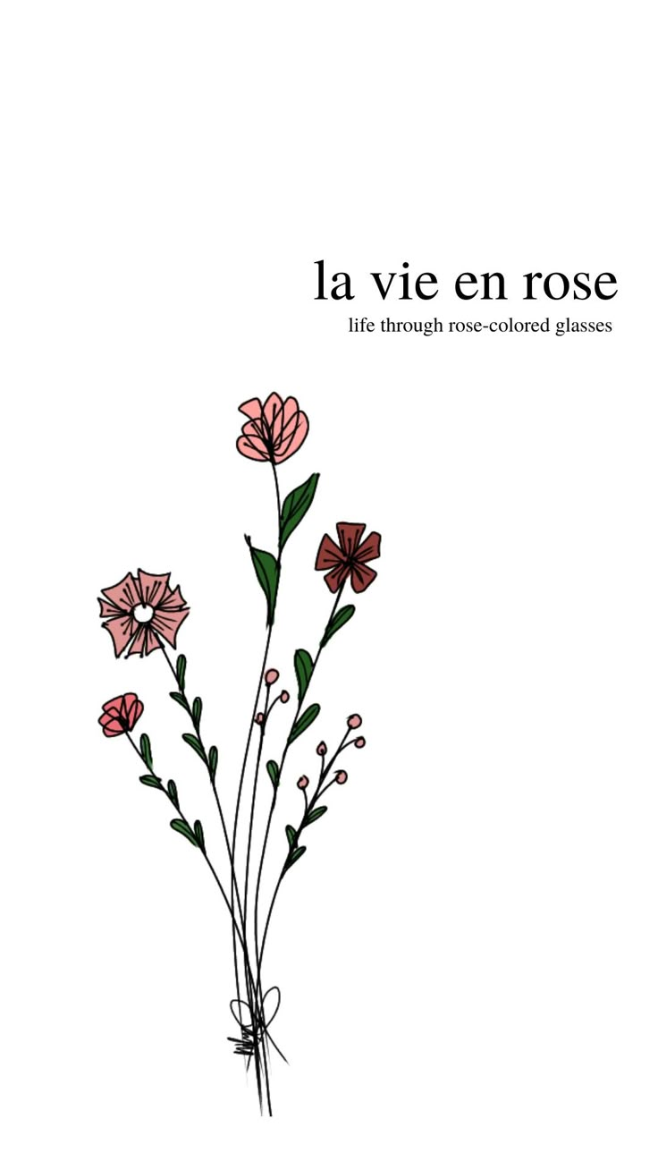 the cover of la vie en rose, with pink flowers and green leaves on it