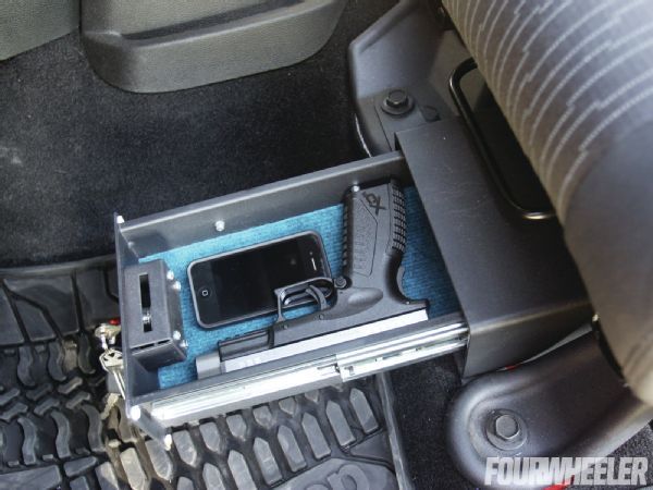 the inside of a vehicle with an electronic device in it