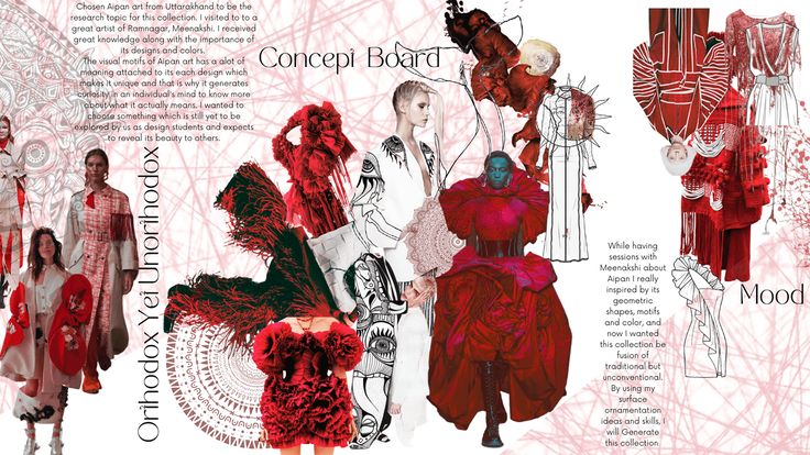 an image of a fashion book with red and white designs on the cover, including women's dresses