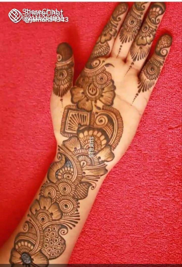 the hand is decorated with intricate designs