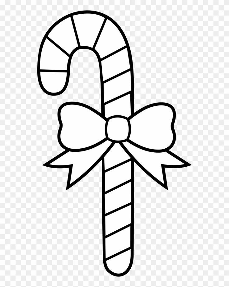 a candy cane with a bow on the top clipart - candy cane outline png