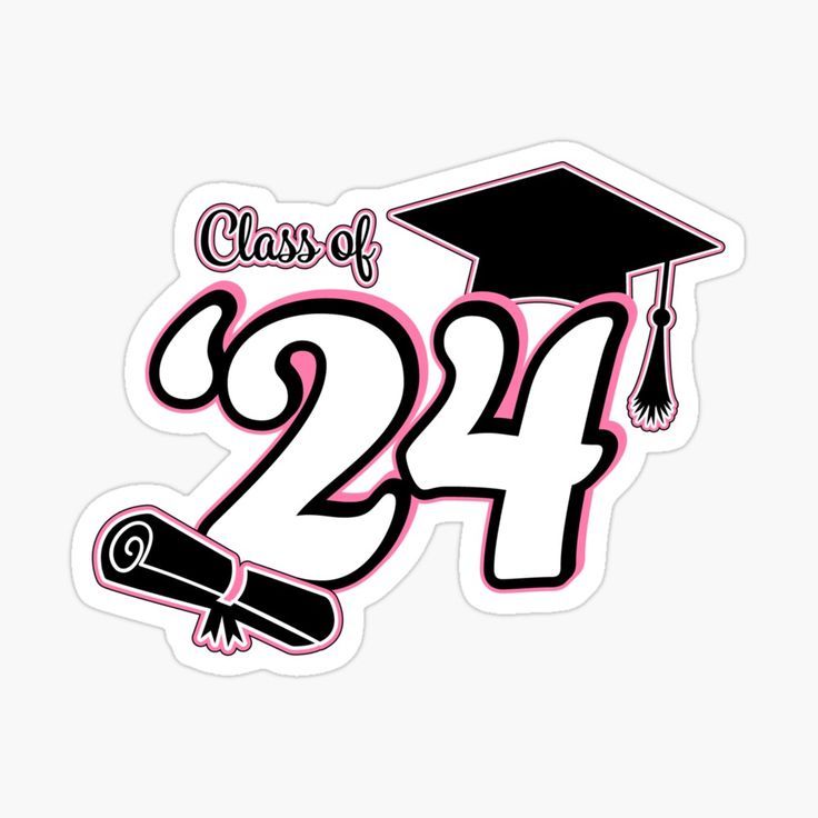 a sticker that says class of 24 with a graduation cap and diploma on it