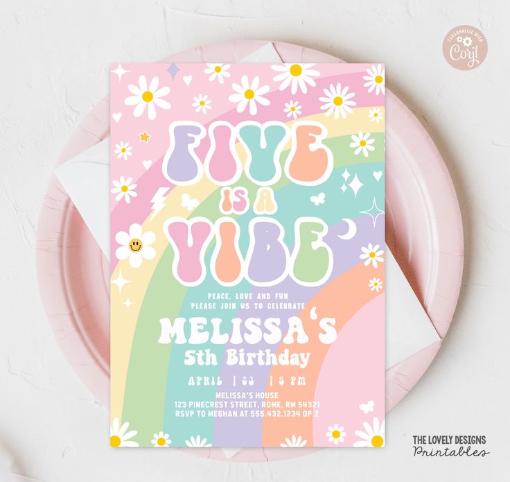 a pink plate with a card on it that says, bye is your mellisa's 6th birthday