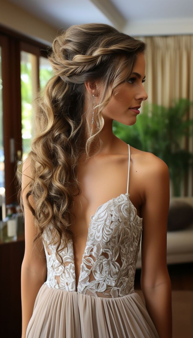 coiffure One Side Pulled Back Wedding Hair, Double Crown Hairstyles, Asymmetrical Cut Hairstyles, Bride Hairstyles Updo, Bridesmaid Hair Inspo, Wavy Wedding Hair, Boho Bridal Hair, Couture Hairstyles, Bridal Hairdo