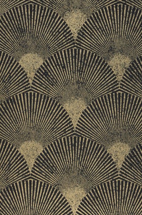 an art deco fan pattern in black and gold