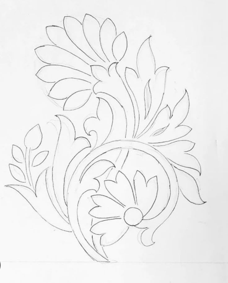 a drawing of a flower with leaves on it