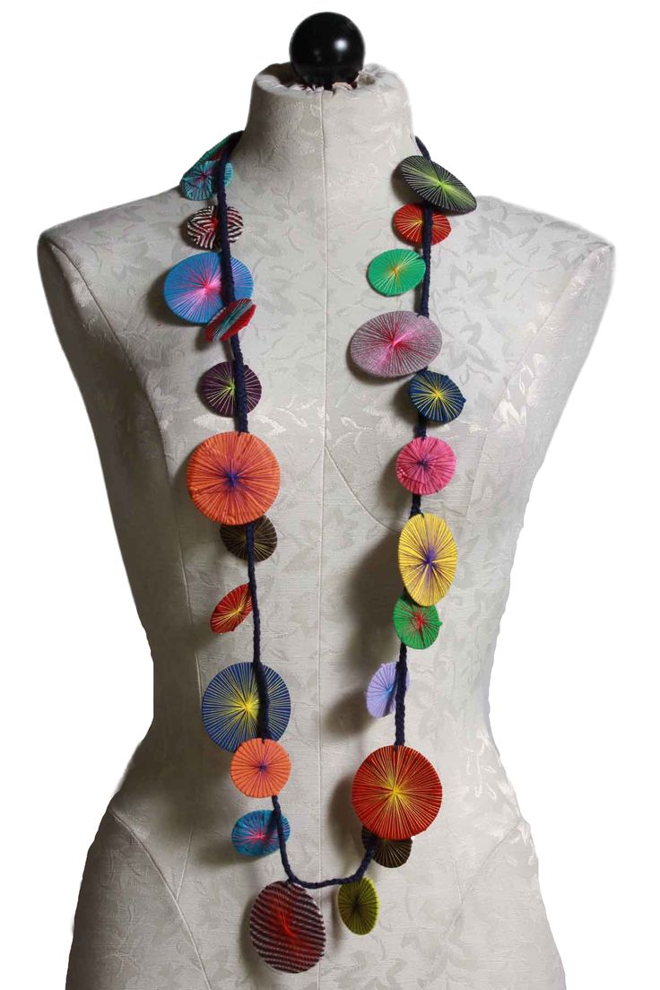 Handmade Multicolor Lariat Long Necklace, Handmade Multicolor Lariat Necklace, Multicolor Handmade Lariat Necklace, Unique Adjustable Multicolor Long Necklace, Handmade Multicolor Long Necklace For Party, Unique Multicolor Lariat Necklace, Artistic Multicolor Beach Jewelry, Fiber Art Jewelry, Colored Necklace