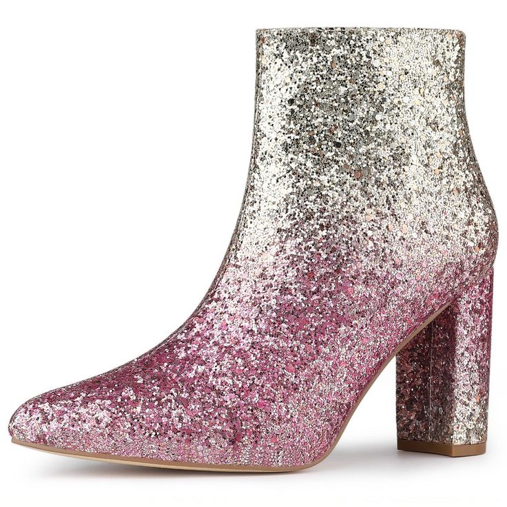 These boots are crafted from a glitter material that's perfect for weddings, they've got an elasticated side zipper and high block heel for an added dose of style. Factor glitter design and they'll be a big hit with your little one - whatever the weather.Glitter Ankle Boots.Pointy Toe.Chunky High Heel.Size Zipper.Vamp: Glitter; Outsole: Rubber; Heel: ABS.Heel Height: 3 1/2 inches; ShaftHeight: 4 1/8 inches. Size: 7. Color: beige pink. Gender: female. Age Group: adult. Pattern: Solid. Boots Beige, Chunky Heel Ankle Boots, Glitter Design, Back To College, Womens Chunky Heels, Block Heel Ankle Boots, Chunky High Heels, Block Heel Shoes, Heel Ankle Boots