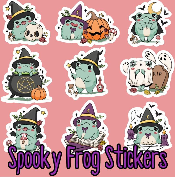 the spooky frog stickers are all in different shapes and sizes