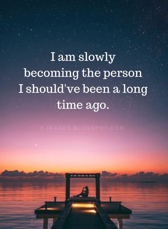 a person sitting on a dock at night with the quote i am slowly becoming the person i should've been a long time ago