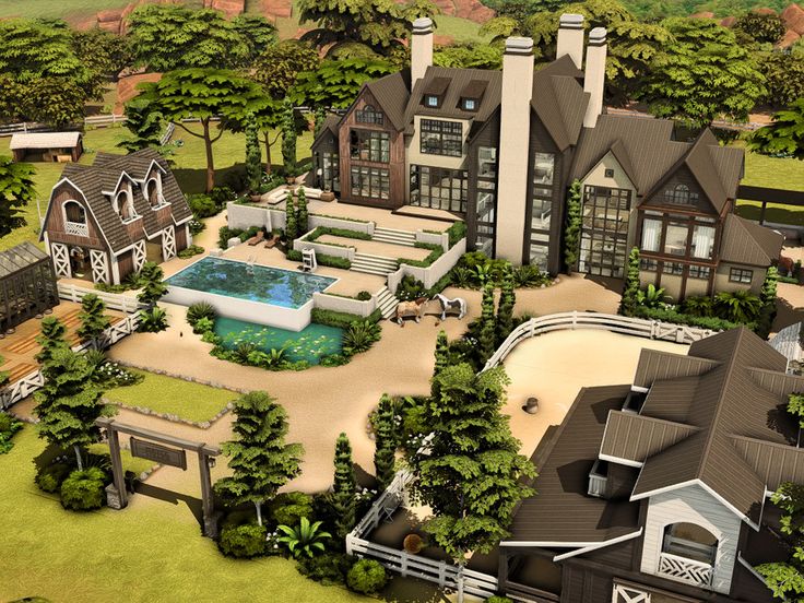 this is an artist's rendering of a large mansion in the middle of trees