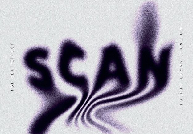 a blurry image of the word scan on a white background with black and grey lines