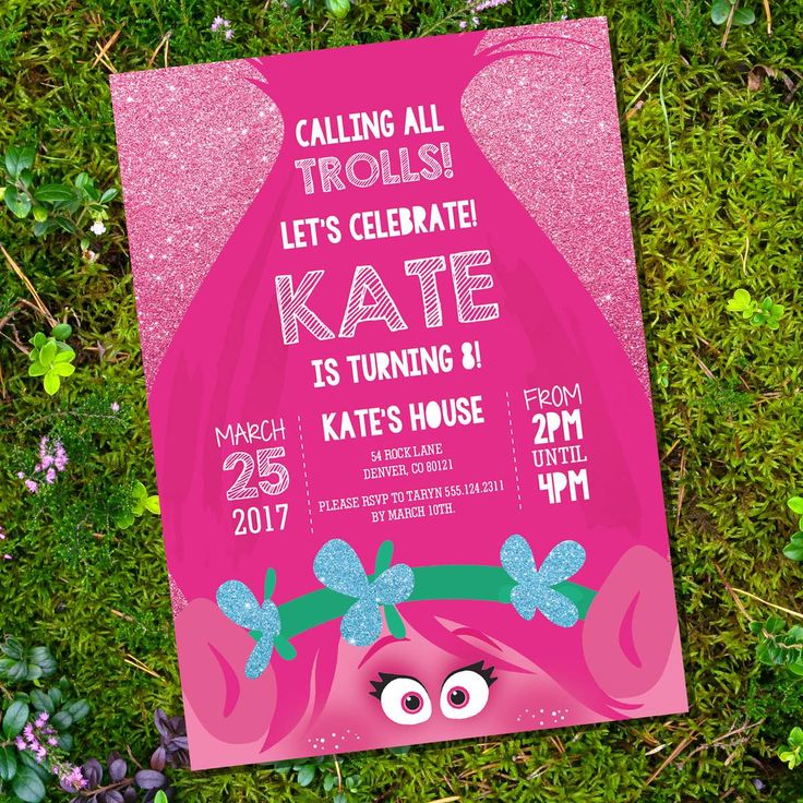 Trolls Birthday Party Ideas | Photo 7 of 7 | Catch My Party Troll Party Theme, Trolls Invitation, Trolls Party, Trolls Birthday Party, Second Birthday Ideas, Troll Party, Woo Hoo, Fourth Birthday, Mia 3