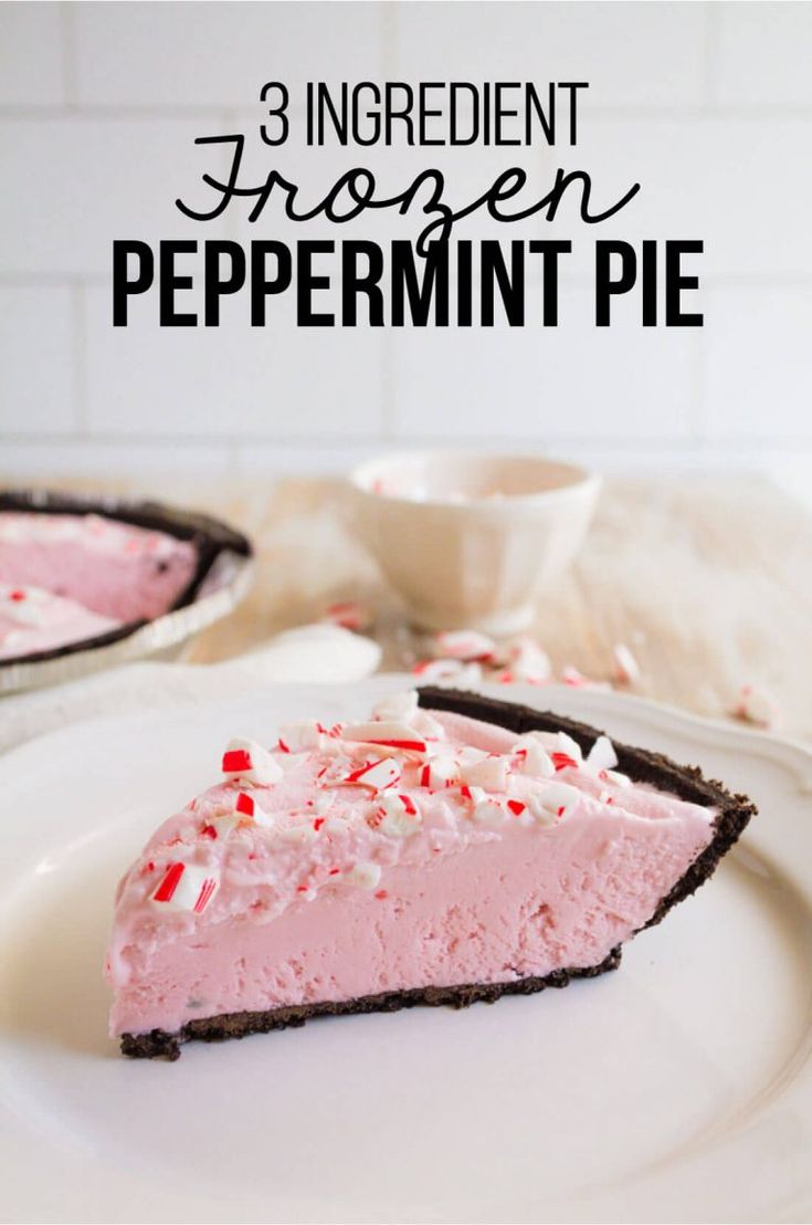 a slice of peppermint pie on a white plate