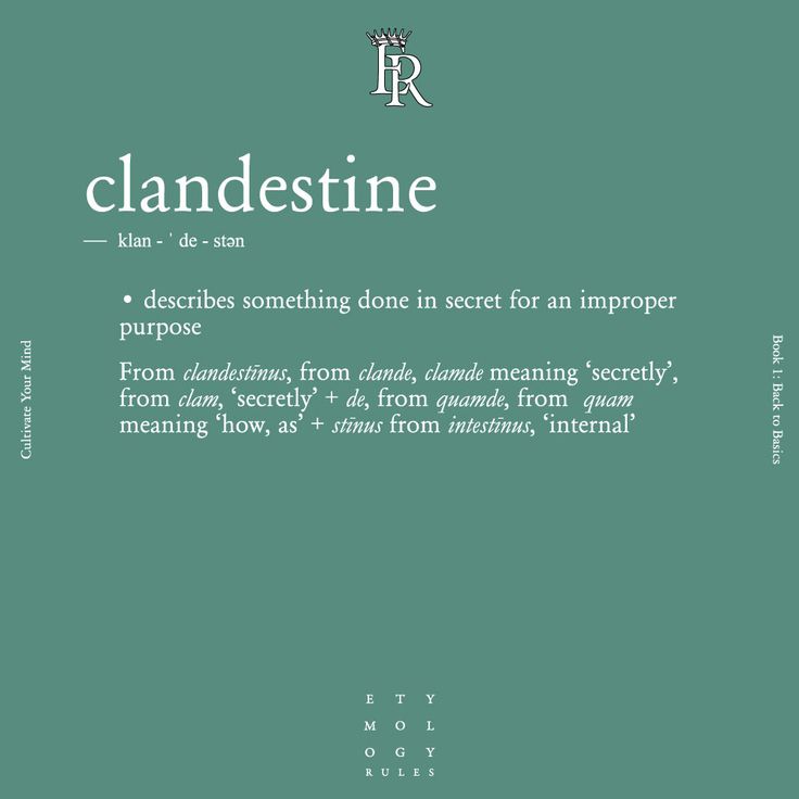 the words clandestine are written in black and white on a green background