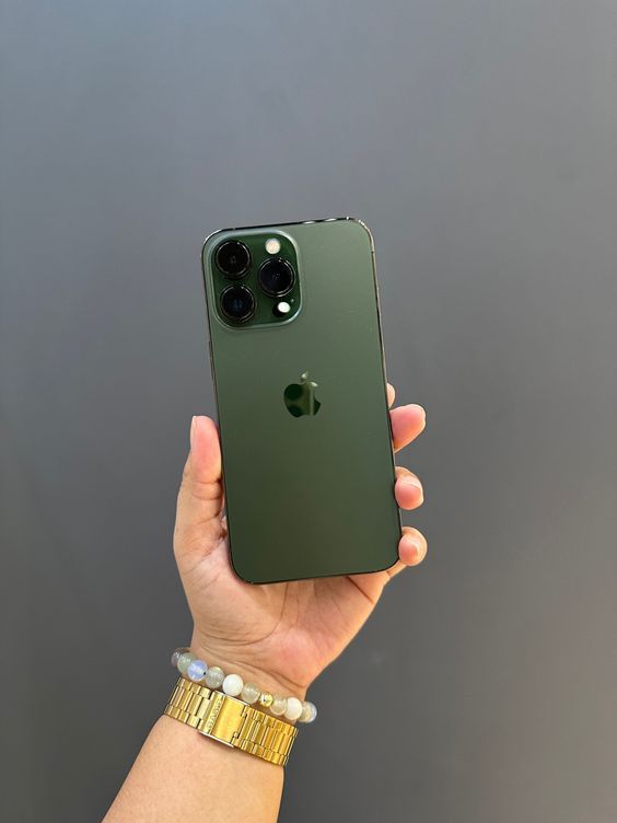 a person holding up an iphone 11 in their left hand, with the camera on her right