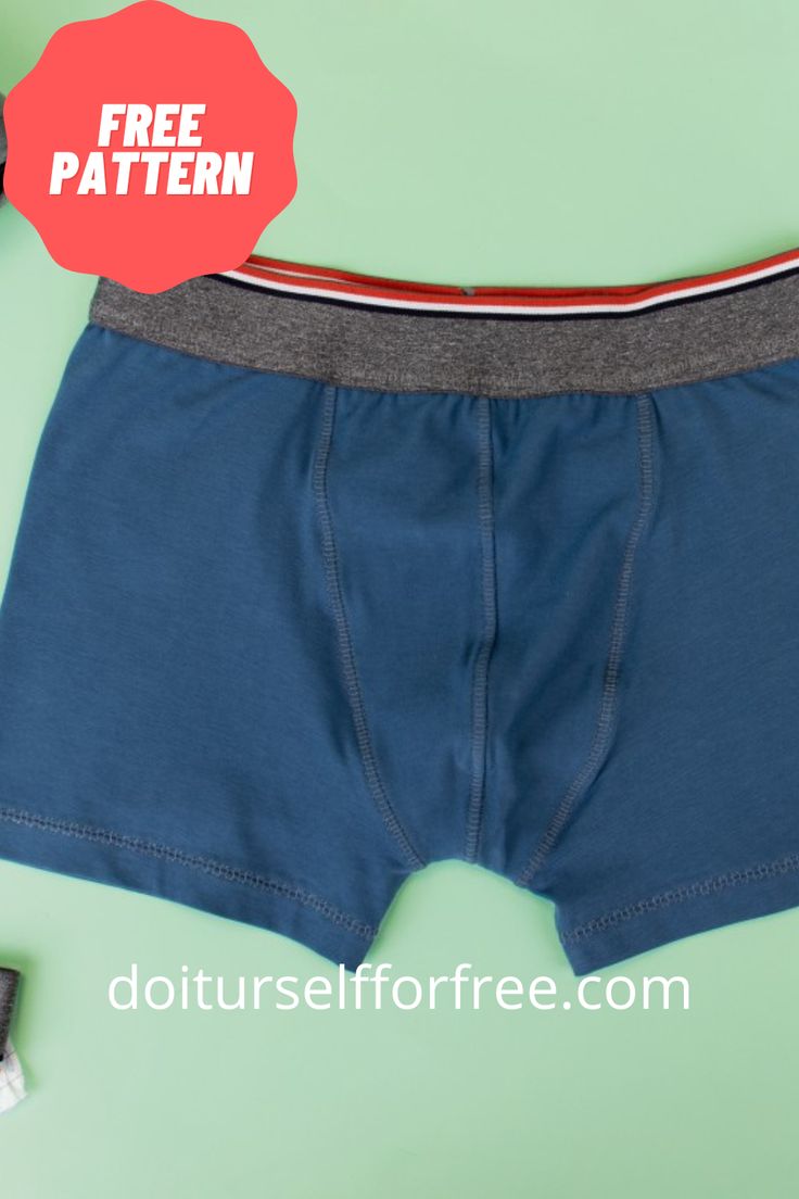 a pair of blue boxer shorts sitting on top of a green background with the text free pattern