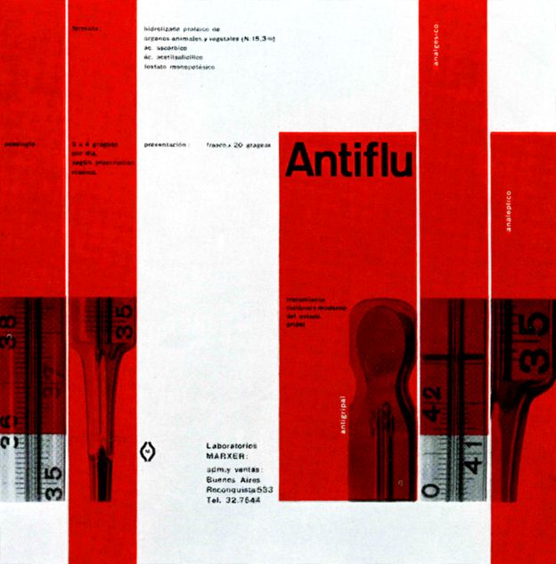 an advertisement for the antiflu brand in red and white