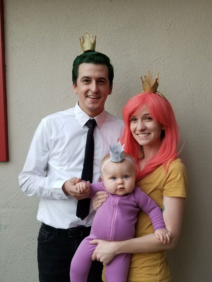 Fairy Oddparents Costume, Fairly Odd Parents Costume Family, Cosmo Wanda And Poof Costume, Cosmo Y Wanda Disfraz, Cosmo Wanda Costume, Fairly Odd Parents Costume, Wanda Costume, Mother Daughter Halloween Costumes, Cosmo Und Wanda