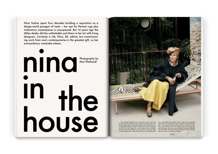 an open magazine with a woman sitting on a bench