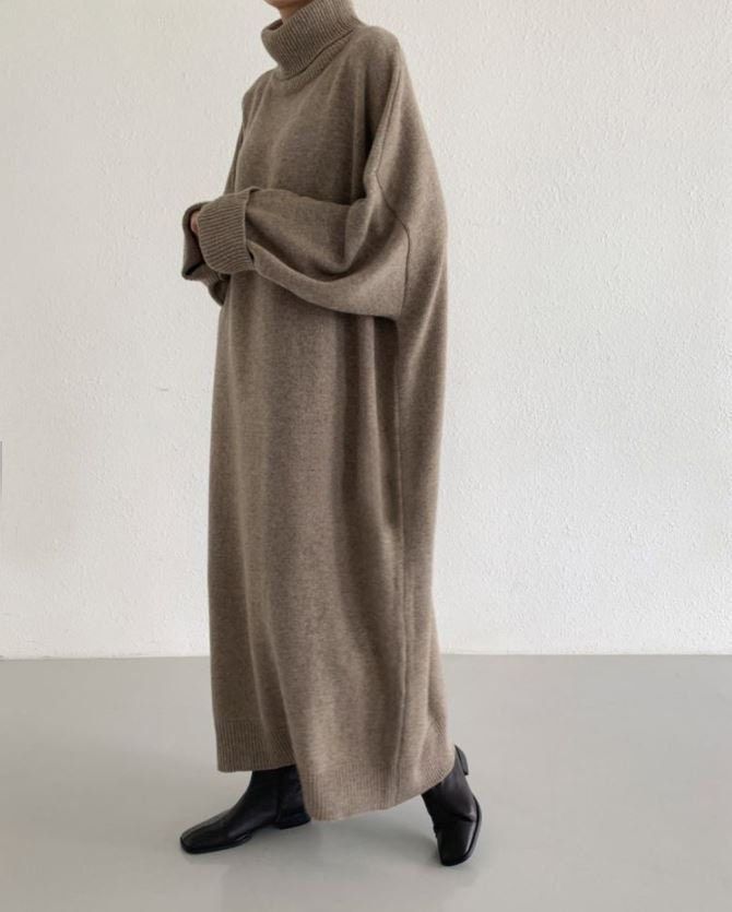 Maxi Dress With Sweater Over It, Wool Dress Outfit, Maxi Sweater Dress Outfit, Maxi Dress With Sweater, Sweater Dress Maxi, Sweater Dress Plus Size, Sweater Over Dress, Casual Sweater Dress, High Neck Sweater Dress