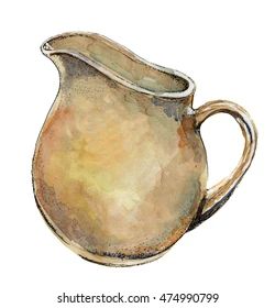 a watercolor painting of a pitcher on a white background