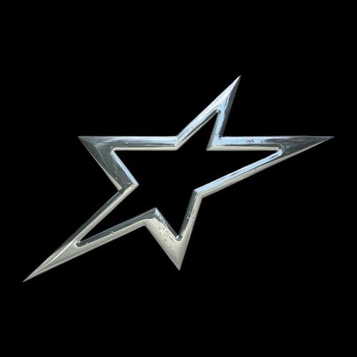 a silver star on a black background