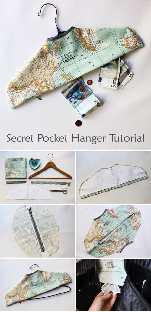 the instructions for how to make a pocket hanger with maps and pins on it