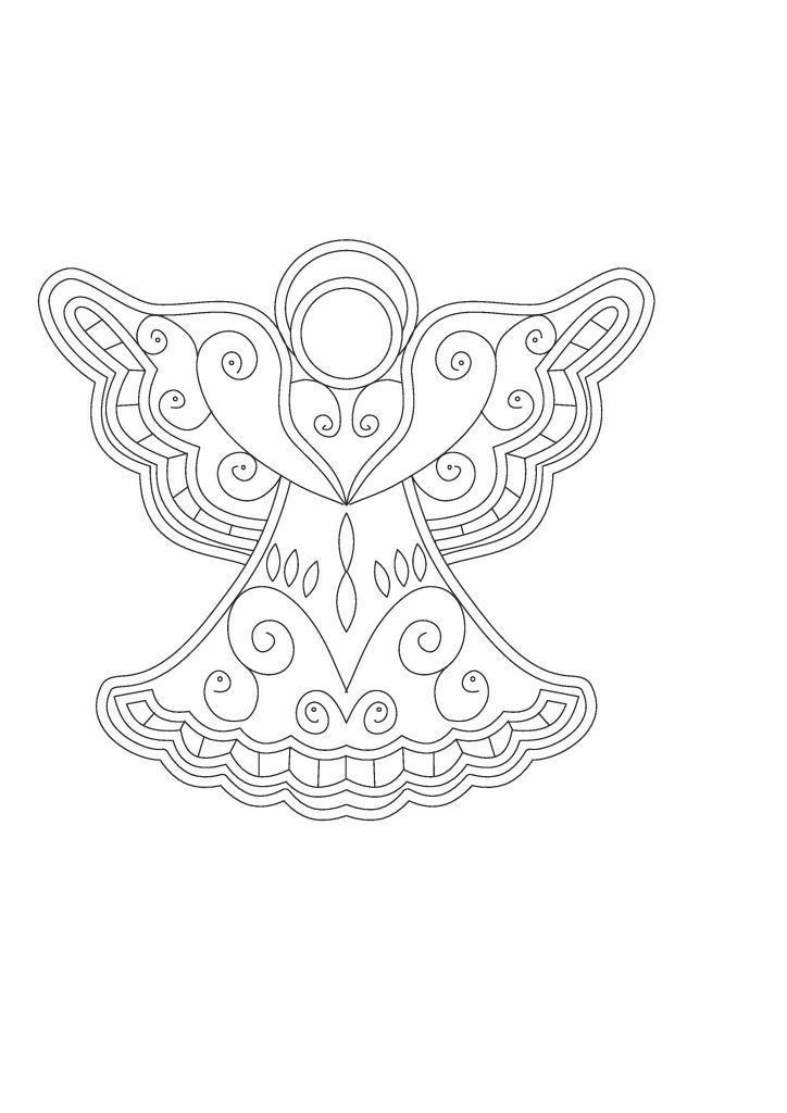 the outline of an angel is shown in black and white, with intricate designs on it