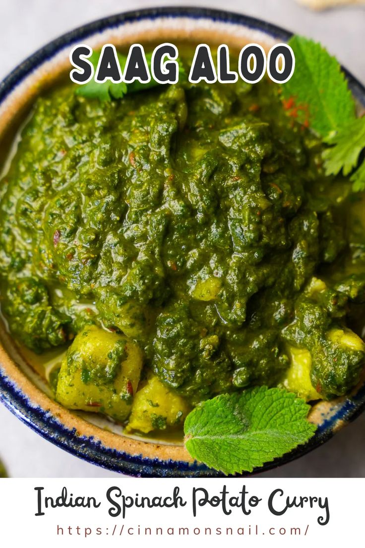 Saag Aloo: North Indian Greens and Potato Curry Aloo Saag Recipe, Aloo Saag, Spinach Aloo Recipe, Indian Saag Recipe, Saag Aloo Recipe, Vegan Saag, Sweet Potato Spinach Curry, Vegan Saag Aloo, Spinach And Potatoes