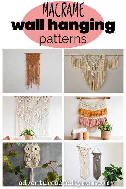 macrame wall hanging patterns with text overlay