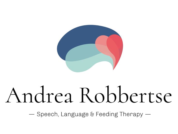 the logo for andra robertse speech language and feeding therapy, with an image of a heart