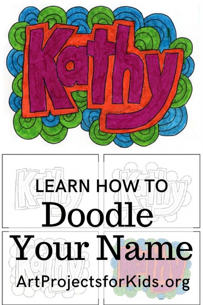 an adult coloring book with the title learn how to doodle your name art projects for kids