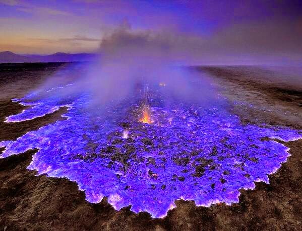 the lava is lit up with blue lights