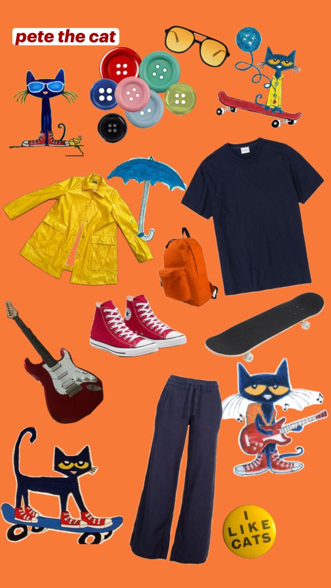 various items are arranged on an orange background