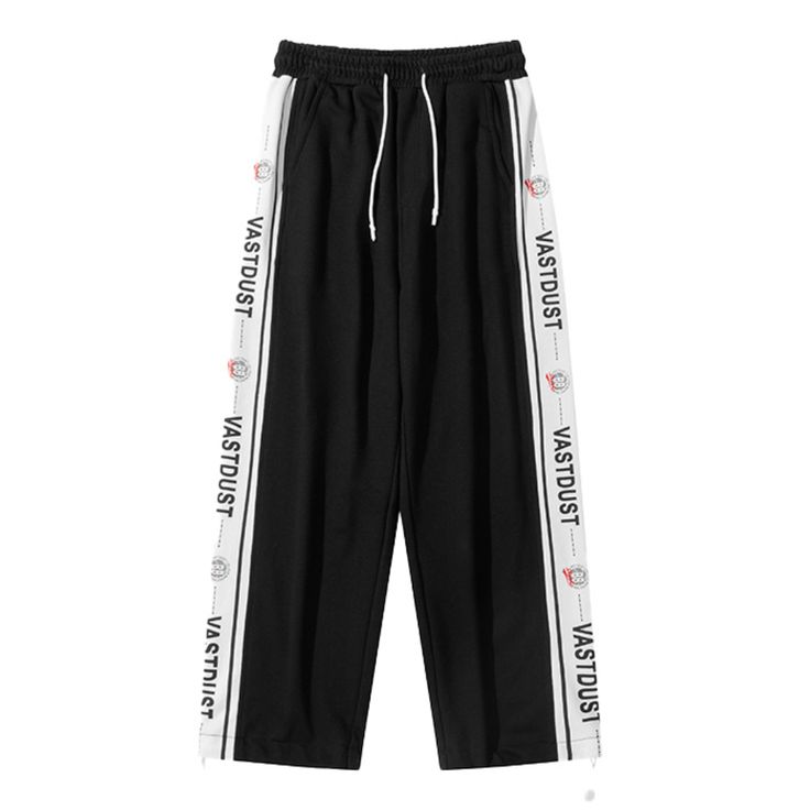 Our High Street Alphabet Print Sweatpants feature a chic all-over print with bold letters to make a statement. Crafted from lightweight, breathable fabric, these pants offer comfort and style all day long. Look and feel your best in these stylish and modern sweatpants. Features: -100% Polyester -Mid-rise Waist -Drawstring waistband -Straight Leg -Regular Fit -High Street Style Sporty Relaxed Fit Pants With Logo Print, Black Relaxed Fit Bottoms With Logo Print, Athleisure Streetwear Pants With Logo Print, Casual Cotton Pants With Logo Print, White Logo Print Bottoms For Summer, Spring Cotton Bottoms With Logo Print, Black Letter Print Sportswear Pants, Black Cotton Pants With Logo Print, Sporty Pants With Logo Print For Sports