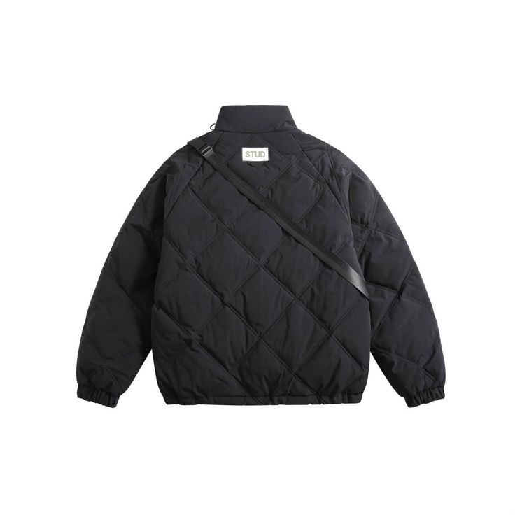 Down Puffer Jacket - CircleQ Essentials Long Sleeve Quilted Jacket For Streetwear In Winter, Techwear Outerwear With Padded Collar For Streetwear, Techwear Streetwear Outerwear With Padded Collar, Trendy Winter Outdoor Track Jacket, Trendy Winter Track Jacket For Outdoor, Long Sleeve Quilted Puffer Jacket For Streetwear, Nylon Outerwear With Padded Collar For Streetwear, Functional Winter Outerwear With Stand Collar, Functional Stand Collar Winter Outerwear