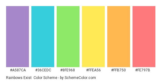 the color scheme for pastel rainbow colors