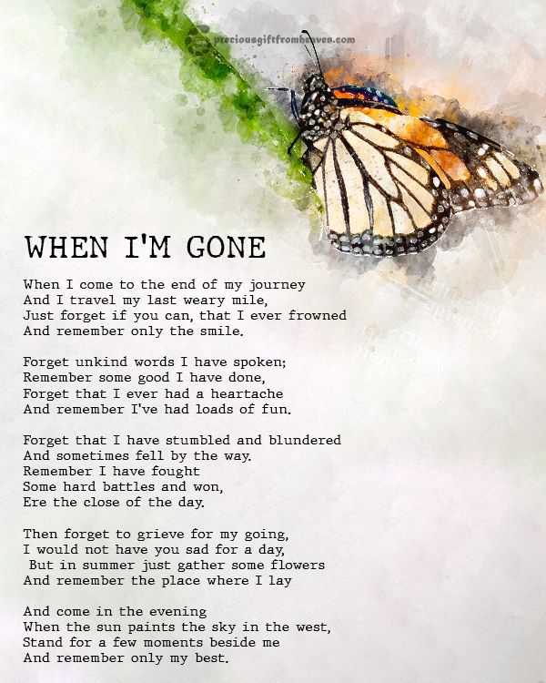 a poem written in watercolor and ink with a butterfly sitting on top of it