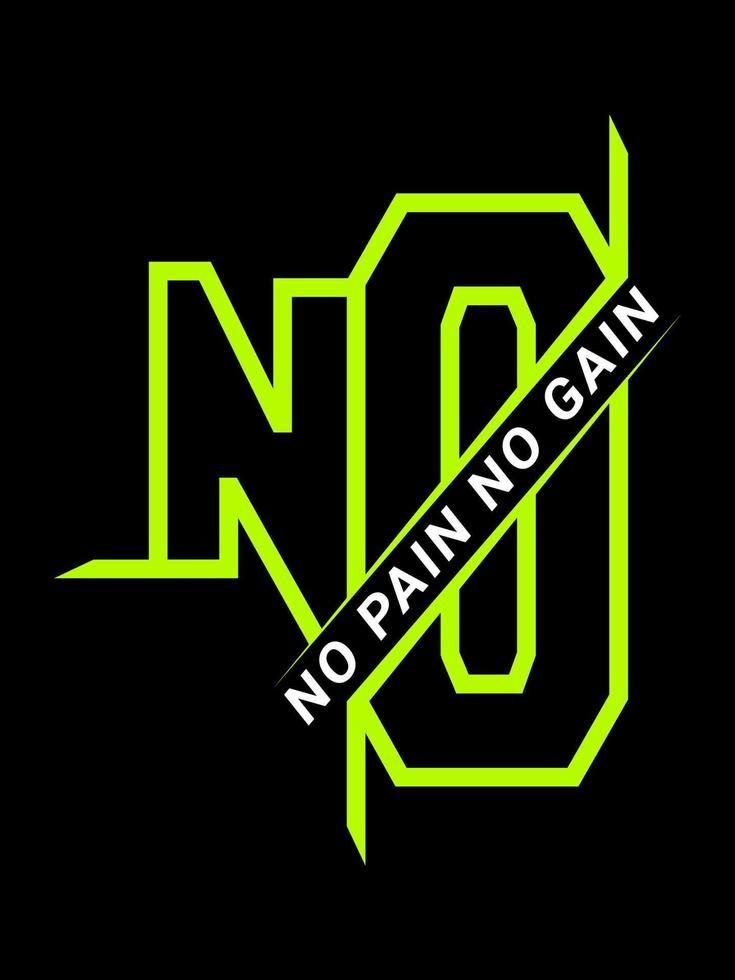 the logo for no pain no gain, with neon green letters on black and white background