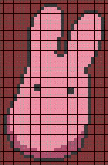 a cross stitch pattern of a dog's face in pink, black and red