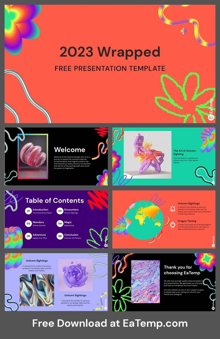 the powerpoint presentation is displayed with different colors and shapes, including an abstract background